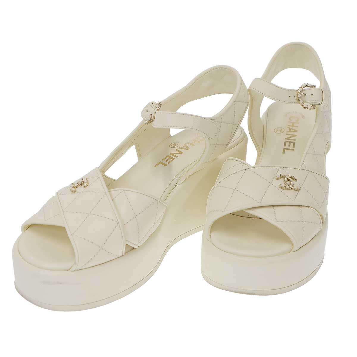 CHANEL シャネル ココマーク マトラッセ プラットフォームウェッジ