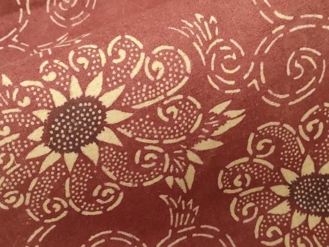 平和屋着物●全通柄　九寸名古屋帯　紬地　型染め　花唐草文　正絹　逸品　未使用　CABA2211dy 平和屋着物○全通柄 九寸名古屋帯 紬地 型染め 花唐草文 正絹 逸品 未