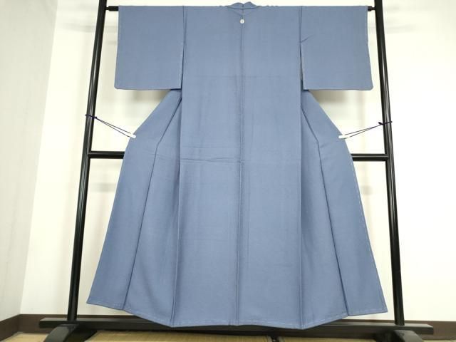 平和屋着物○上質な色無地 霞地紋 深縹色 正絹 逸品 未使用