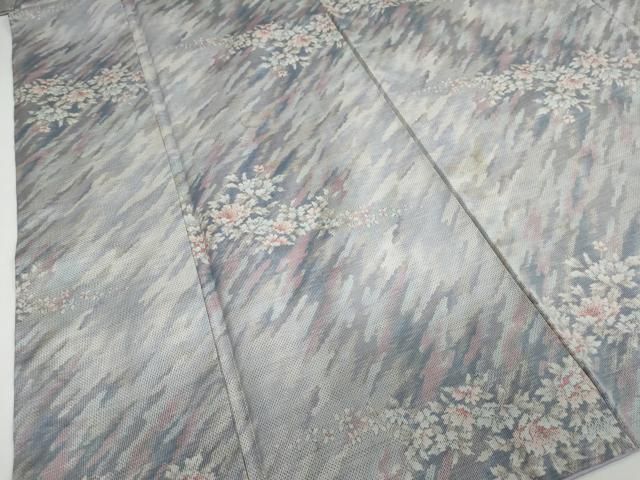 平和屋着物▽都喜ヱ門 本場大島紬 白大島 単衣 雲取り風景文 総絣 藤絹