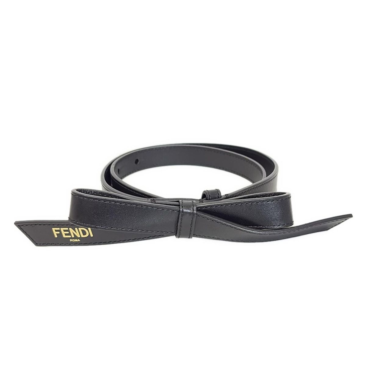 FENDI フェンディ　バンドー　リボン FENDI(フェンディ) ベルト - 黒 リボン レザー - メルカリ