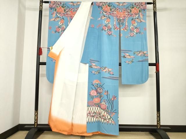 平和屋着物○豪華振袖 駒刺繍 絞り 菊 銀彩 やまと誂製 正絹 逸品