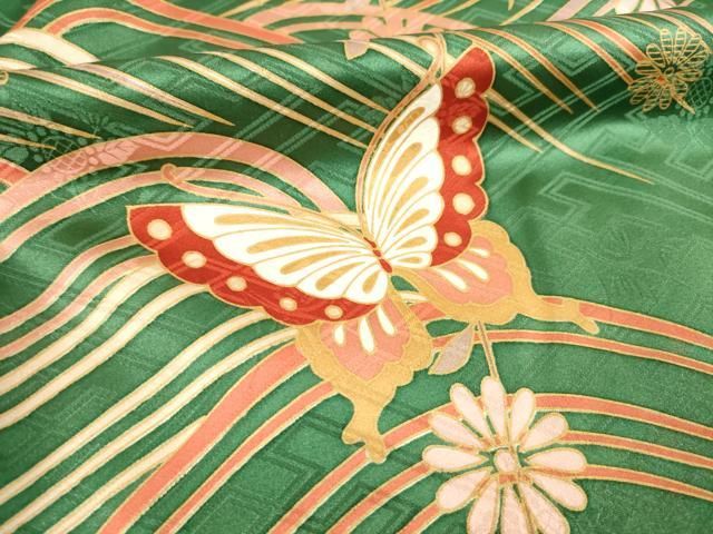 平和屋着物●豪華振袖　駒刺繍　花蝶筏文　金彩　正絹　逸品　AABD1600ck 平和屋着物○豪華振袖 駒刺繍 花蝶筏文 金彩 正絹 逸品 AABD1600ck