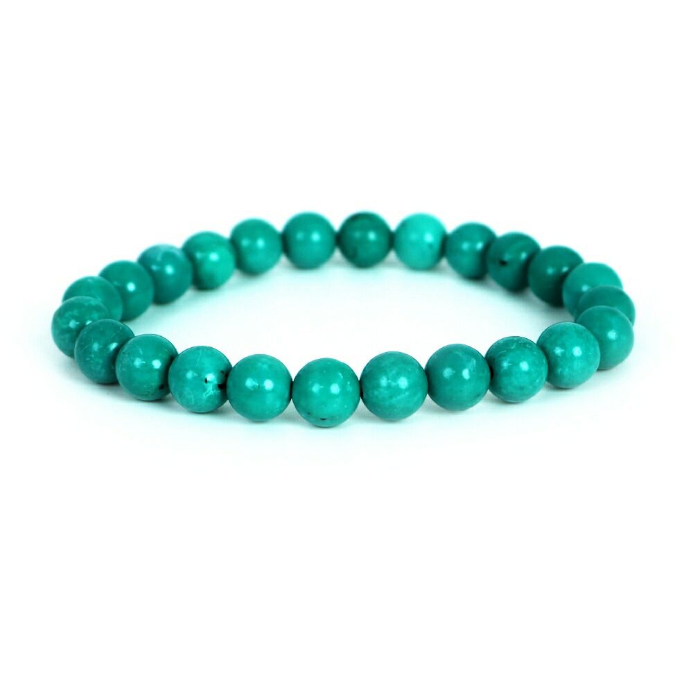 ハウライト マグネサイト ターコイズ(染め グリーン)【丸玉】8mm 数珠