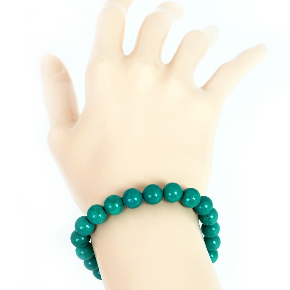 ハウライト マグネサイト ターコイズ(染め グリーン)【丸玉】8mm 数珠