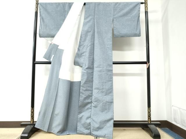 平和屋着物○石川県指定無形文化財 牛首紬 白山工房 手織り 霰文 正絹