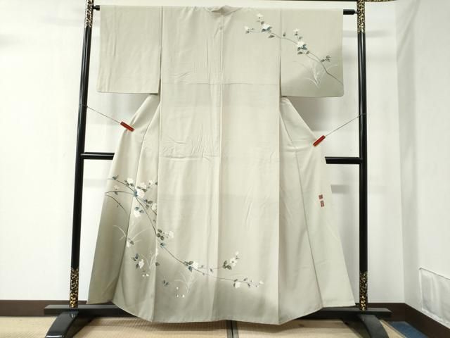 平和屋着物○京加賀友禅 百貫達雄 訪問着 枝花文 暈し染め 銀座おおぎ