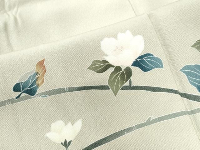 平和屋着物●京加賀友禅　百貫達雄　訪問着　枝花文　暈し染め　銀座おおぎ屋扱い　正絹　逸品　CAAZ3534yc 平和屋着物○京加賀友禅 百貫達雄 訪問着 枝花文 暈