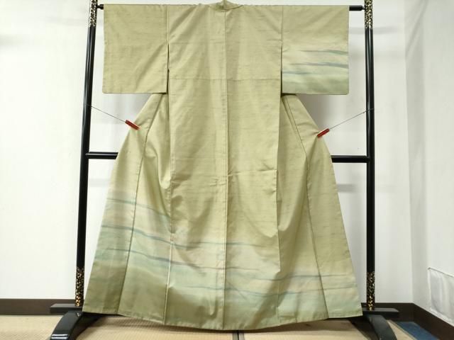 平和屋着物●石川県指定無形文化財　牛首紬　白山工房　手織り　訪問着　霞文　正絹　逸品　CAAZ3539yc 平和屋着物○石川県指定無形文化財 牛首紬 白山工房 手織り 訪問