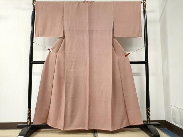 平和屋着物●江戸小紋　鮫島輝也　万筋　赤丹色×錬色　正絹　逸品　CAAZ3562yc 平和屋着物○江戸小紋 鮫島輝也 万筋 赤丹色×錬色