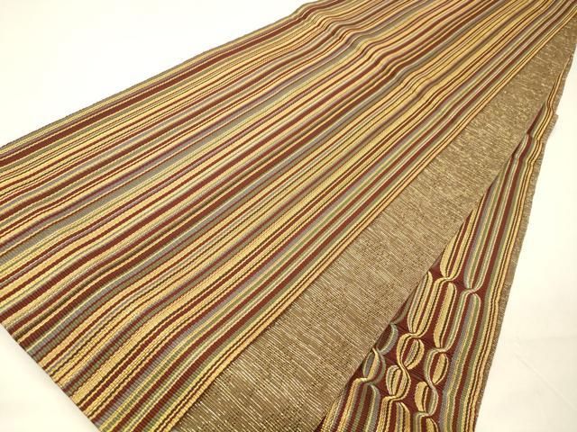 絹 袋帯☆【ひなや工房 くむ・あむ・おる】伊豆蔵明彦 唐組 金糸×紫 お太鼓柄 平和屋着物○ひなや工房 くむ・あむ・おる 伊豆蔵明彦 組織 太鼓柄袋帯