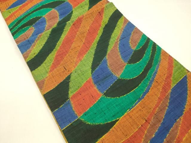 平和屋着物○六通柄袋帯 紬地 抽象文様 正絹 逸品 DAAZ4467cm