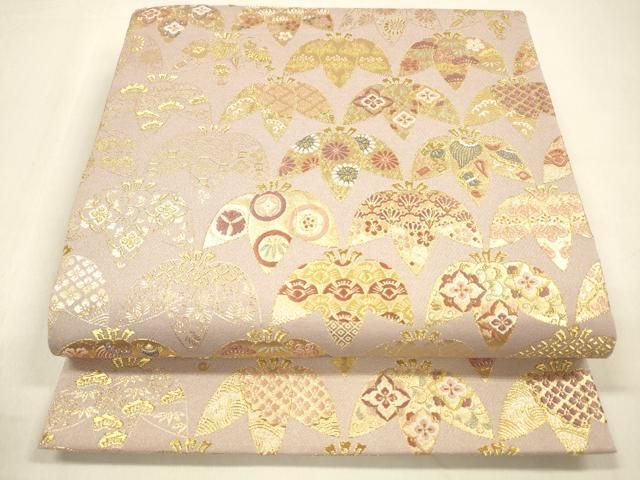 平和屋着物○六通柄袋帯 唐織 宝尽くし草花文 金糸 正絹 逸品