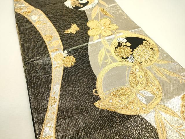 平和屋着物▽六通柄袋帯 舞蝶花丸文 金銀糸 正絹 逸品 DAAX9711fe