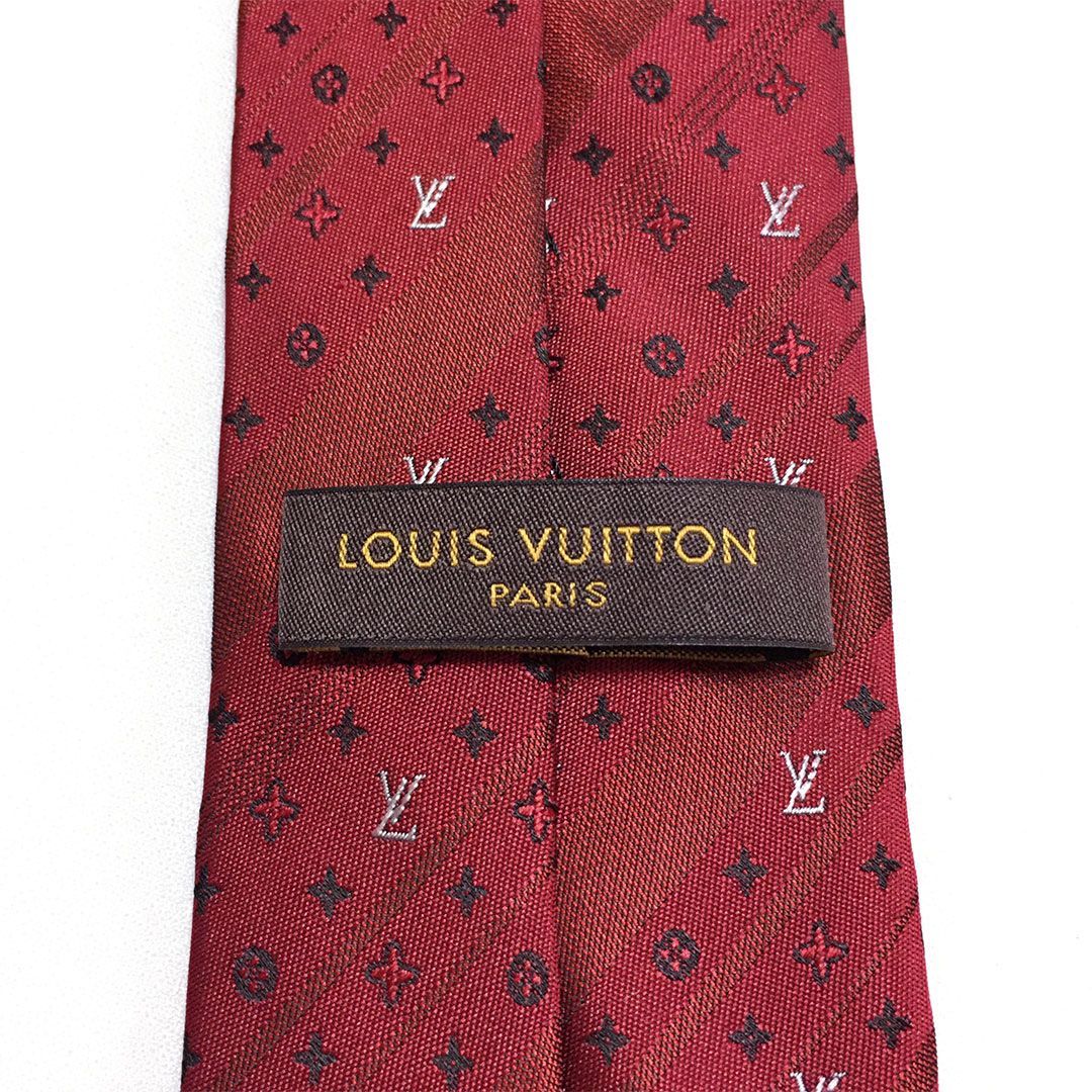 未使用級 ルイヴィトン Louis Vuitton ネクタイ シルク100% ワイン
