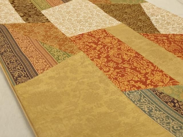 平和屋着物■六通柄袋帯　総刺繍　駒刺繍　切嵌正倉院花文　金銀糸　逸品　rv2954 正絹 逸品 平和 正倉院扇面文 正倉院鳳凰の通販 BAAS7589xa