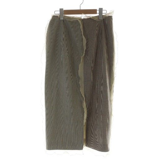 フェンディ FENDI タイトスカート ロング 千鳥格子 ジップフライ ロゴ
