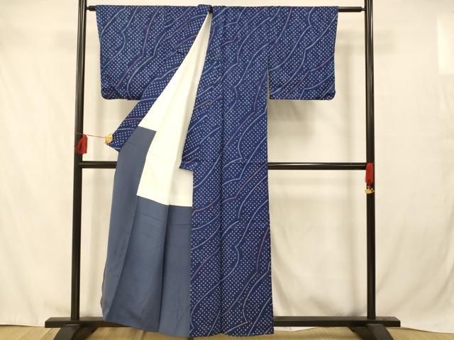 平和屋着物□上質な小紋 総絞り 変わり斜縞 正絹 逸品 AABD3767fw