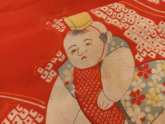 平和屋着物□アンティーク 大正ロマン 長襦袢 無双仕立て 唐子遊び