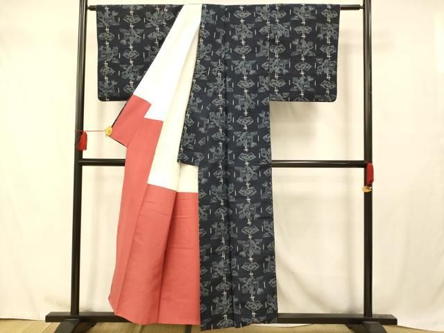 平和屋着物○上質な紬 楓 正絹 逸品 AABC9801ph