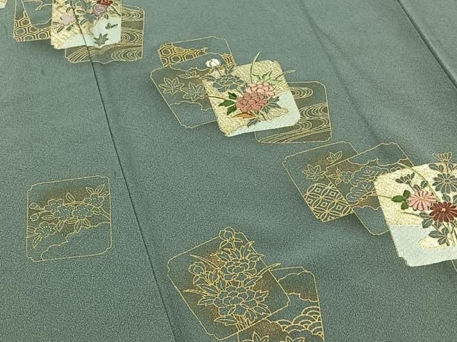 平和屋着物○訪問着 刺繍 束ね熨斗文 さが美扱い 正絹 逸品 AABC9785ph