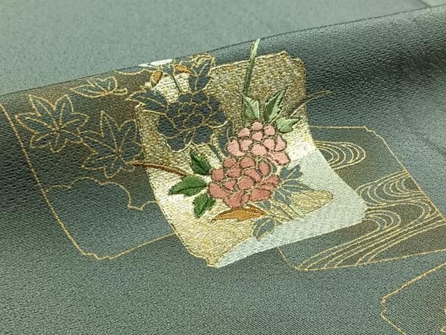 平和屋着物▽訪問着　単衣　刺繍　枝花文　正絹　逸品　AABD0399fy 平和屋着物▽訪問着 単衣 刺繍 枝花文 正絹 逸品 AABD0399fy 平和