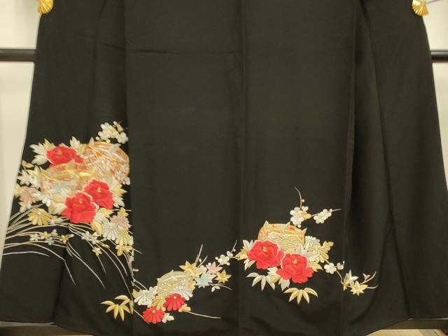 平和屋着物▽豪華黒留袖 名所風景文 暈し染 金銀彩 正絹 逸品