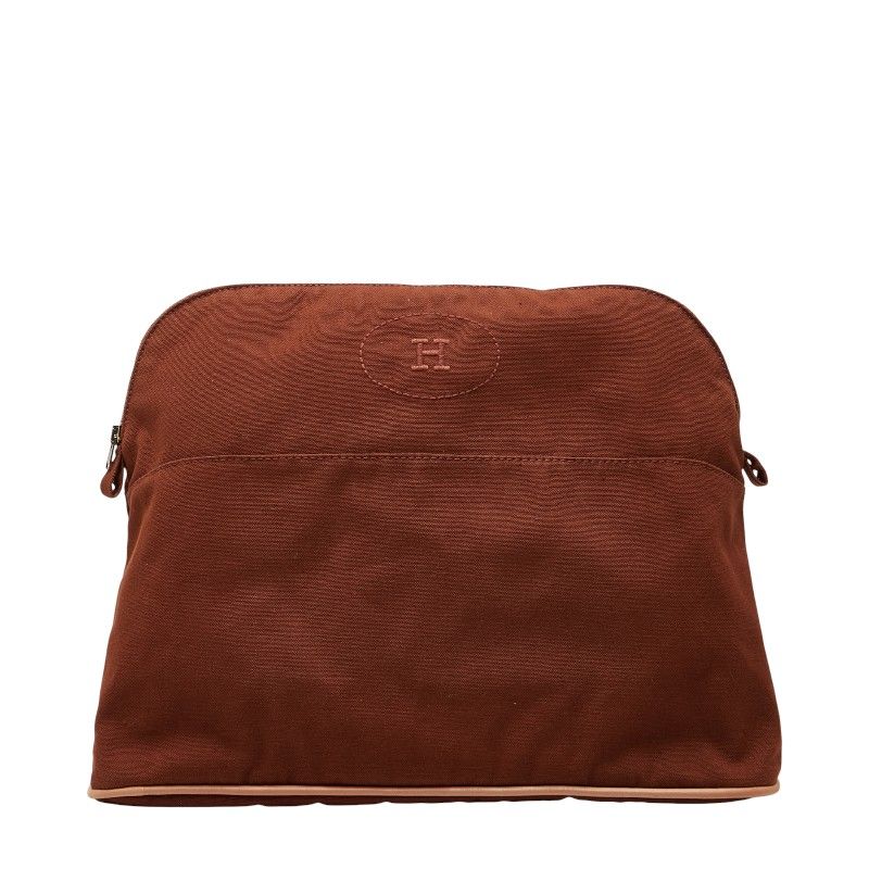 正規品☆ヴィンテージHERMESボリードコットンポーチ(ブラウン) エルメス ボリードポーチGM ブラウン コットン レディース HERMES【1