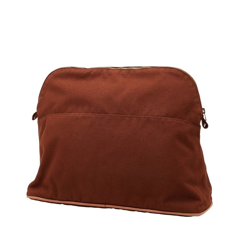 正規品☆ヴィンテージHERMESボリードコットンポーチ(ブラウン) エルメス ボリードポーチGM ブラウン コットン レディース HERMES【1