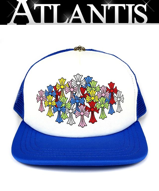 Chrome Hearts キャップ 青×オレンジ 牛革クロスパッチ 925 Chrome Hearts キャップ 青×オレンジ 牛革クロスパッチ 925 クロム