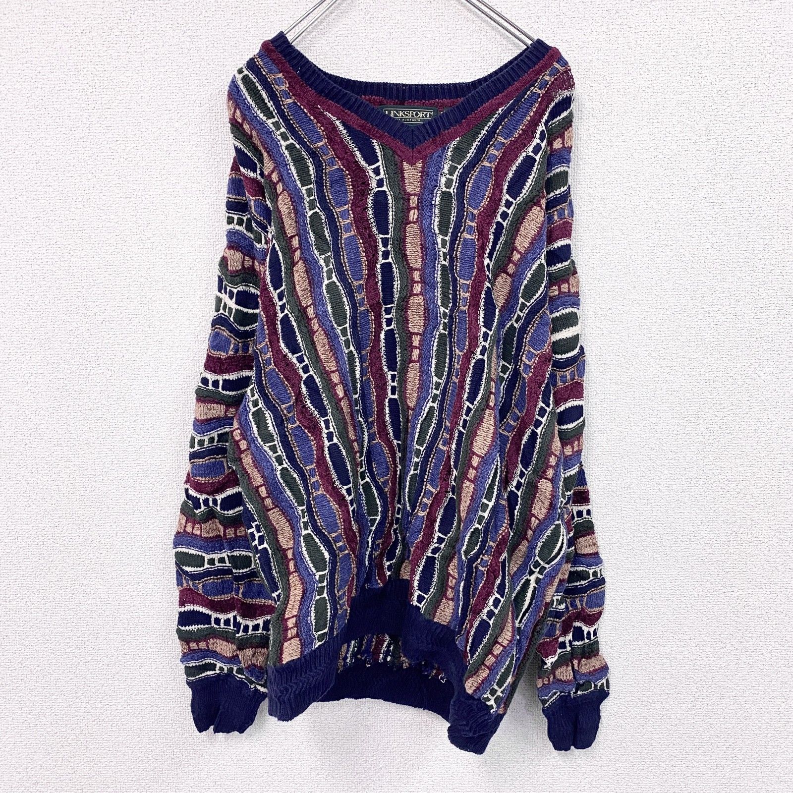 古着 used 90s～ LINKSPORT COOGI風コットンニットセーター 3Dニット