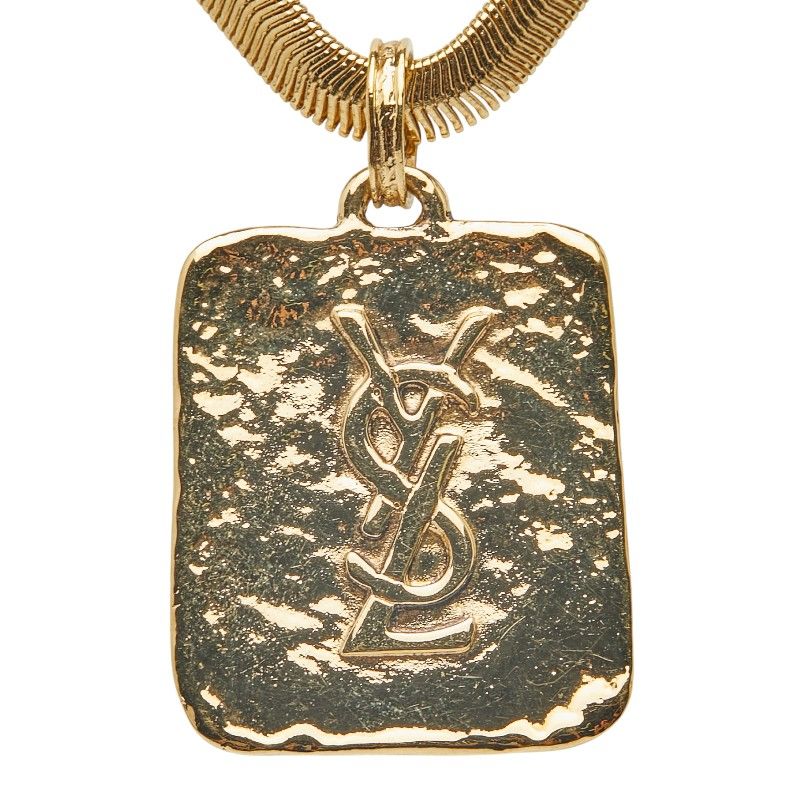 SAINT LAURENT ゴールドロゴペンダントネックレス イヴ・サンローラン(Yves Saint Laurent) ゴールドプレート レディース