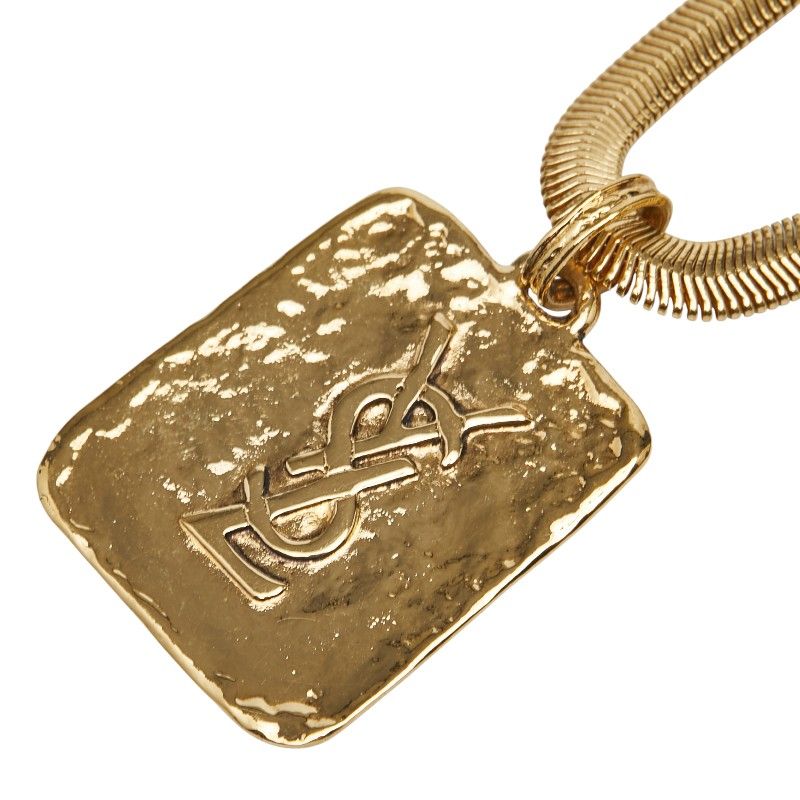 サンローラン ロゴプレート チェーン ネックレス ゴールド メッキ