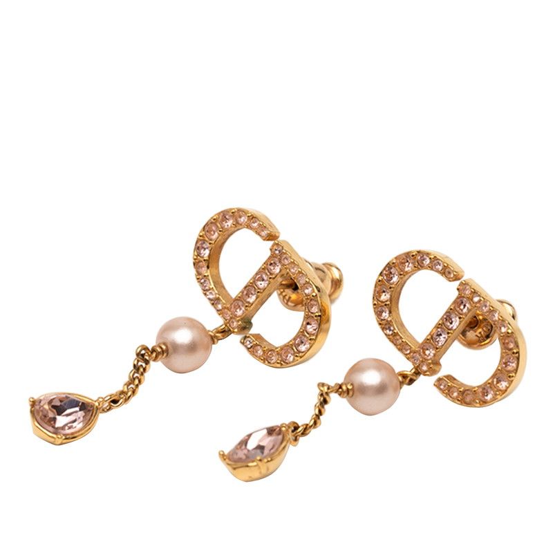 ディオール CDロゴ スタッドピアス ゴールド ピンク メッキ ライン