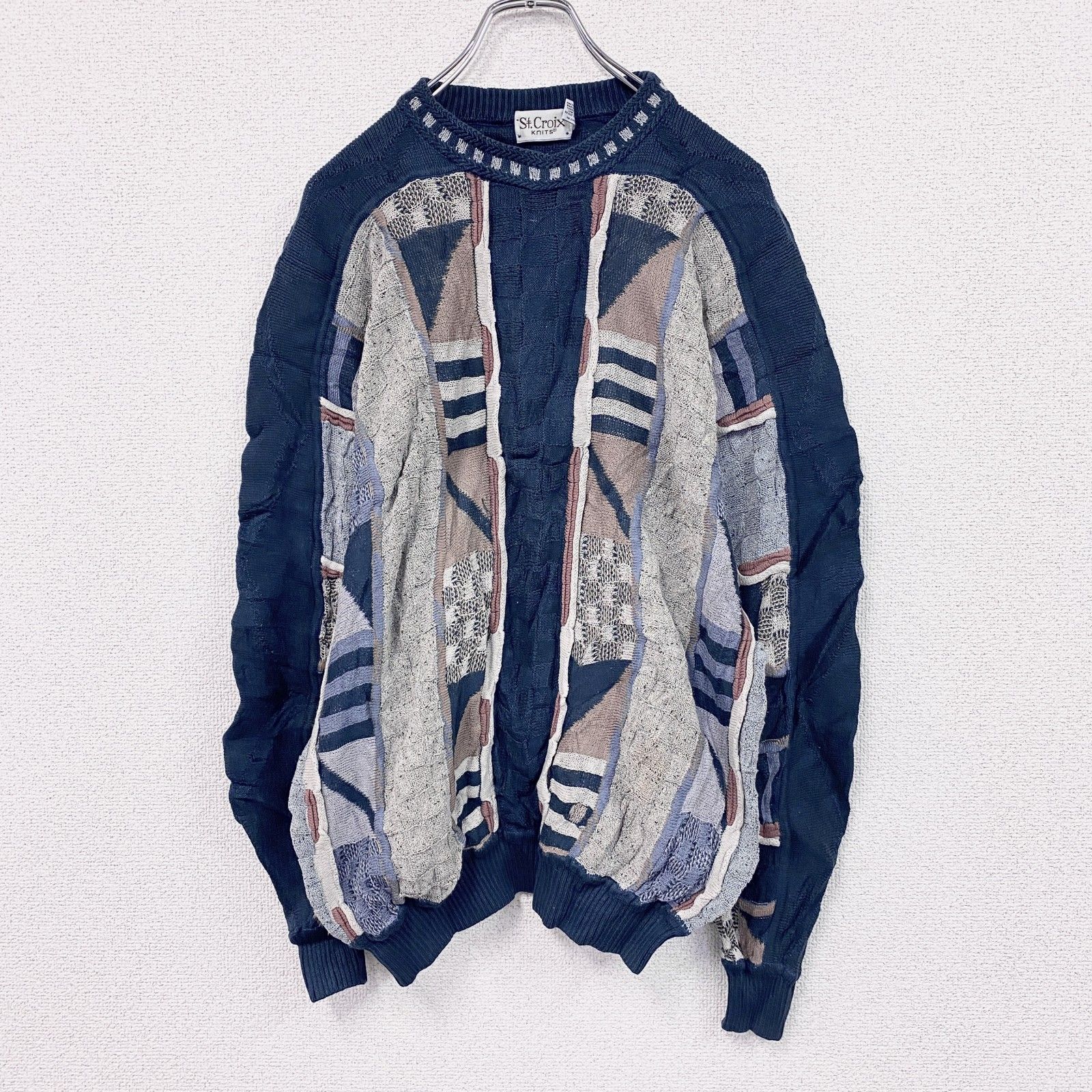 古着 used ～90s St.Croix COOGI風コットンニットセーター 3Dニット