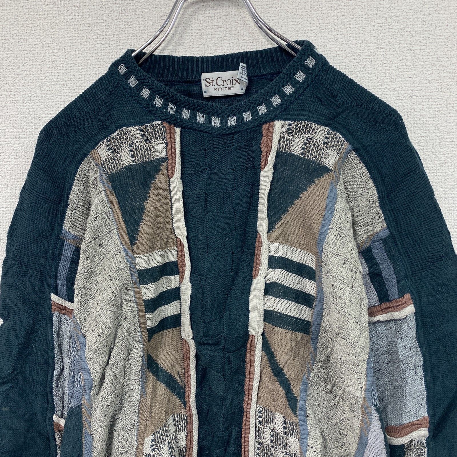 90s ST.Croix 3Dデザインコットンニット セーター XXL USA製 90s USA製 ST.Croix セントクロワ 3Dニット クージー風 L | 古着屋 Uan