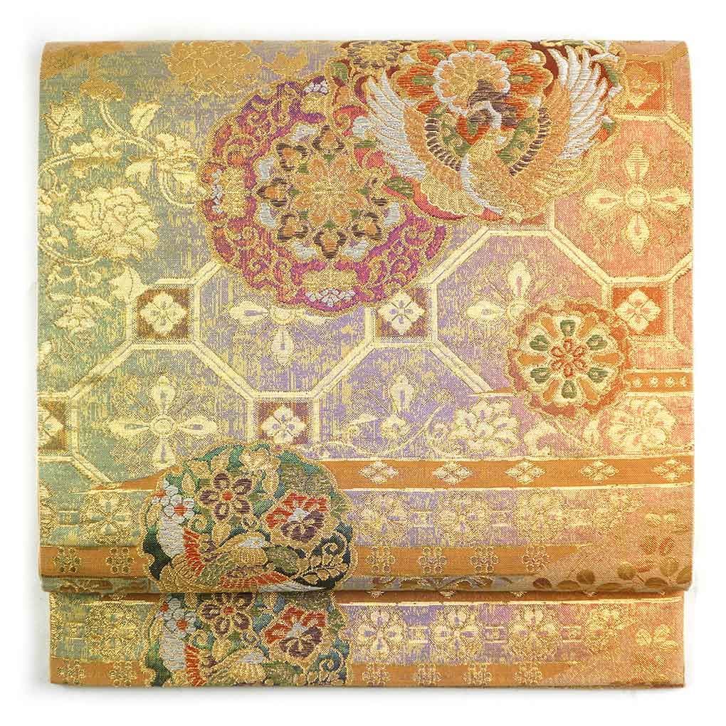 袋帯 幅30cm 長さ435cm レディース 蜀江 秋冬春用 ファッション 正絹（シルク）ゴールド 美