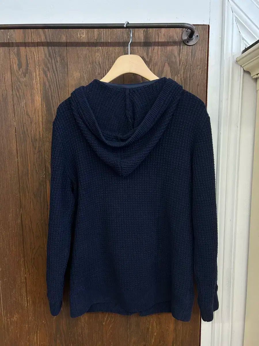 バーバリー 正規品 ネイビー ダッフル フード付きニット ジップアップ