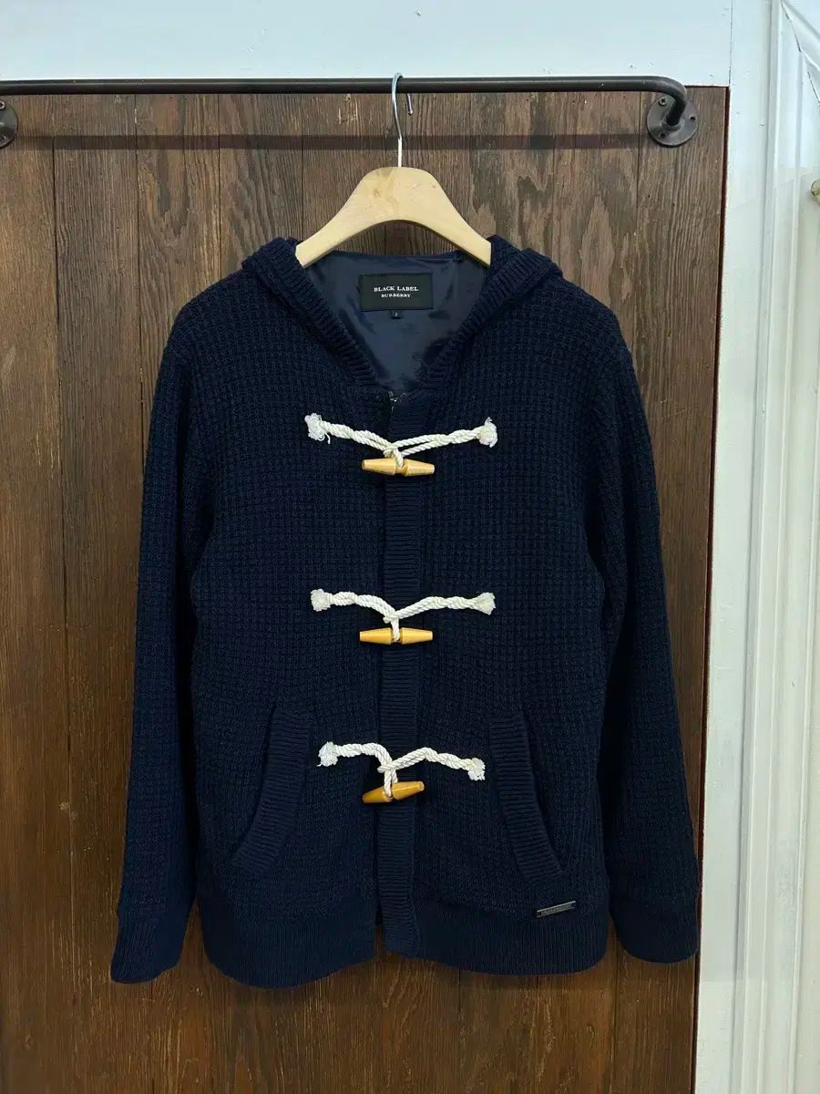 バーバリー 正規品 ネイビー ダッフル フード付きニット ジップアップ