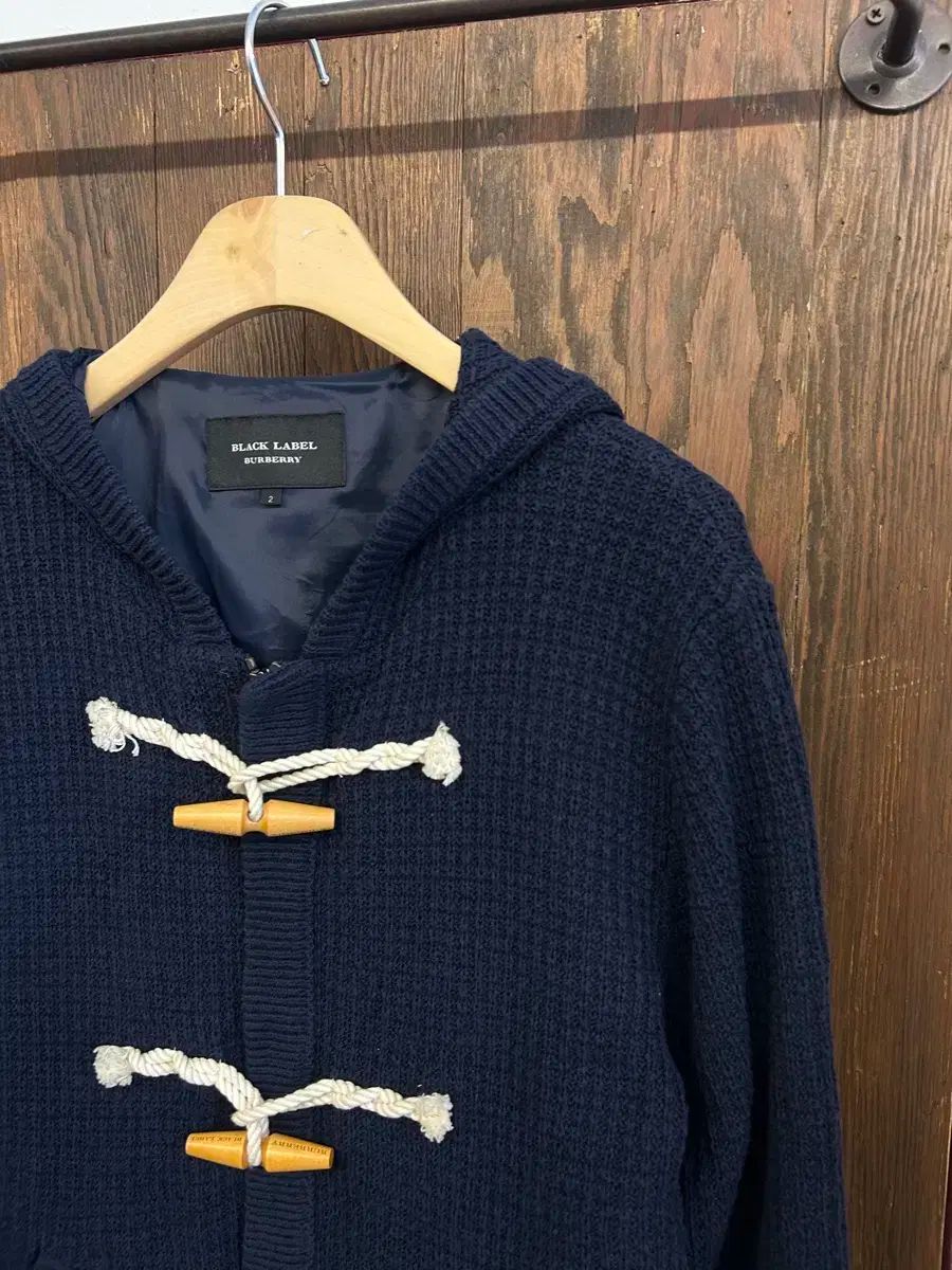 バーバリー 正規品 ネイビー ダッフル フード付きニット ジップアップ