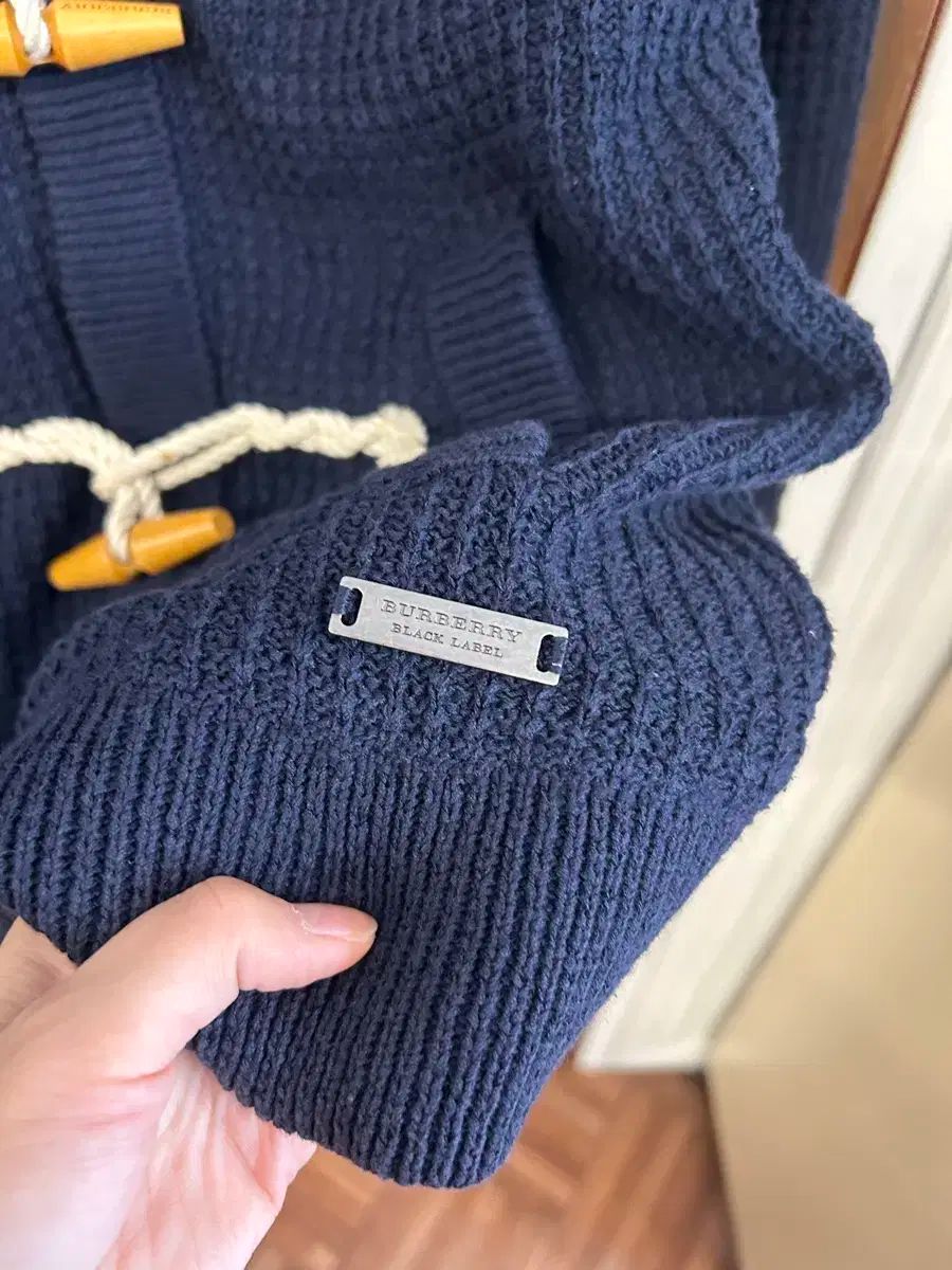 バーバリー 正規品 ネイビー ダッフル フード付きニット ジップアップ