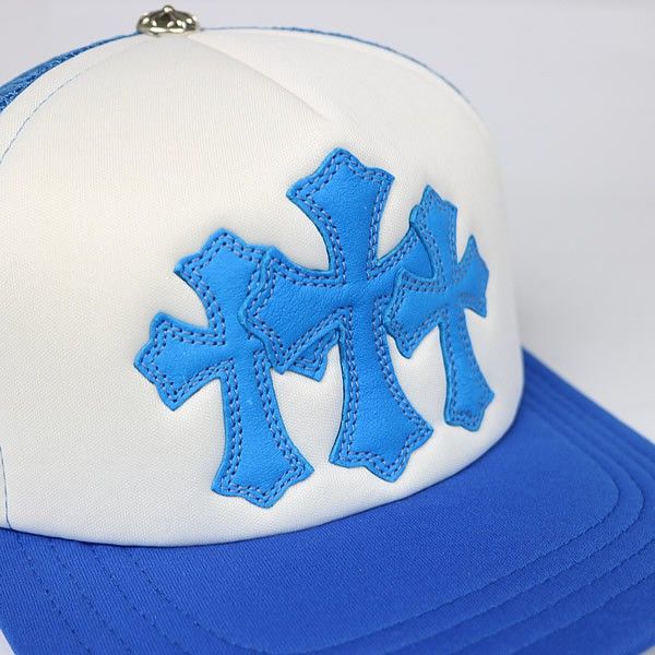 Chrome Hearts キャップ 青×オレンジ 牛革クロスパッチ 925 Chrome