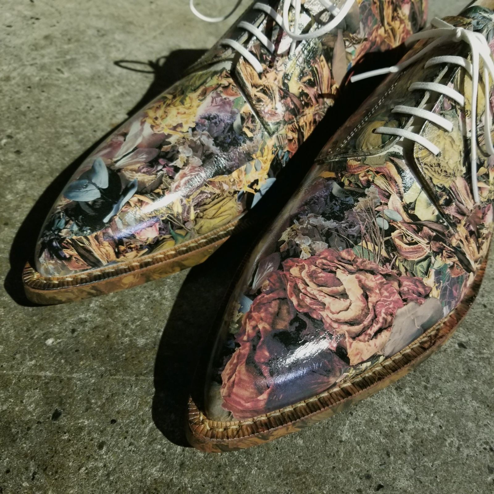 comme des garcons homme plus レザーシューズ COMME des GARCONS HOMME PLUS 22ss 花柄プリント レザーシューズ 26