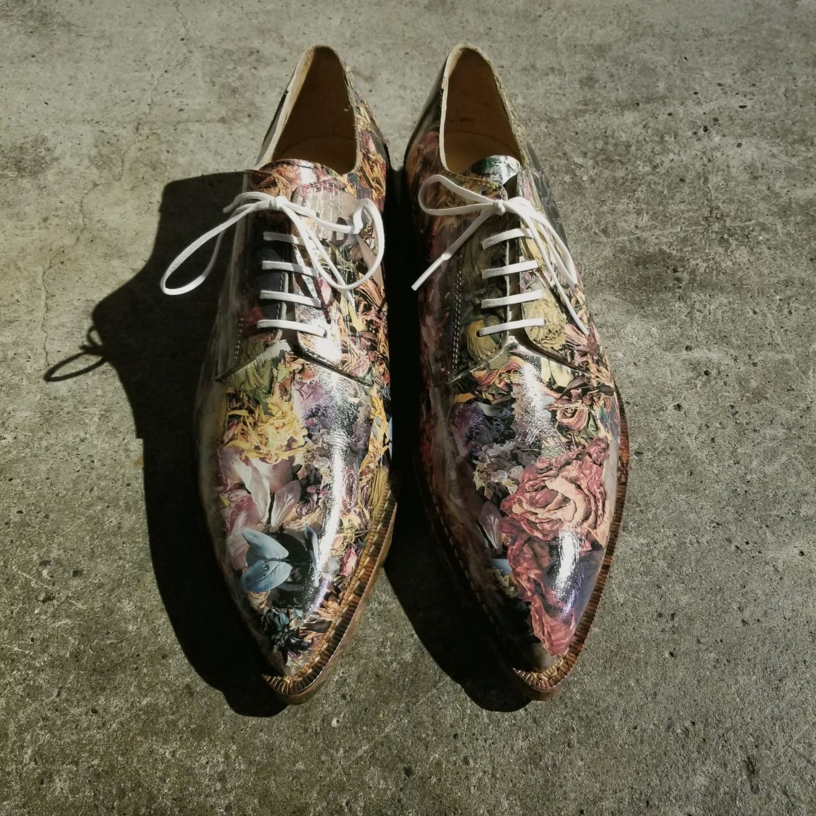 COMME des GARCONS HOMME PLUS 22ss 花柄プリント レザーシューズ 26