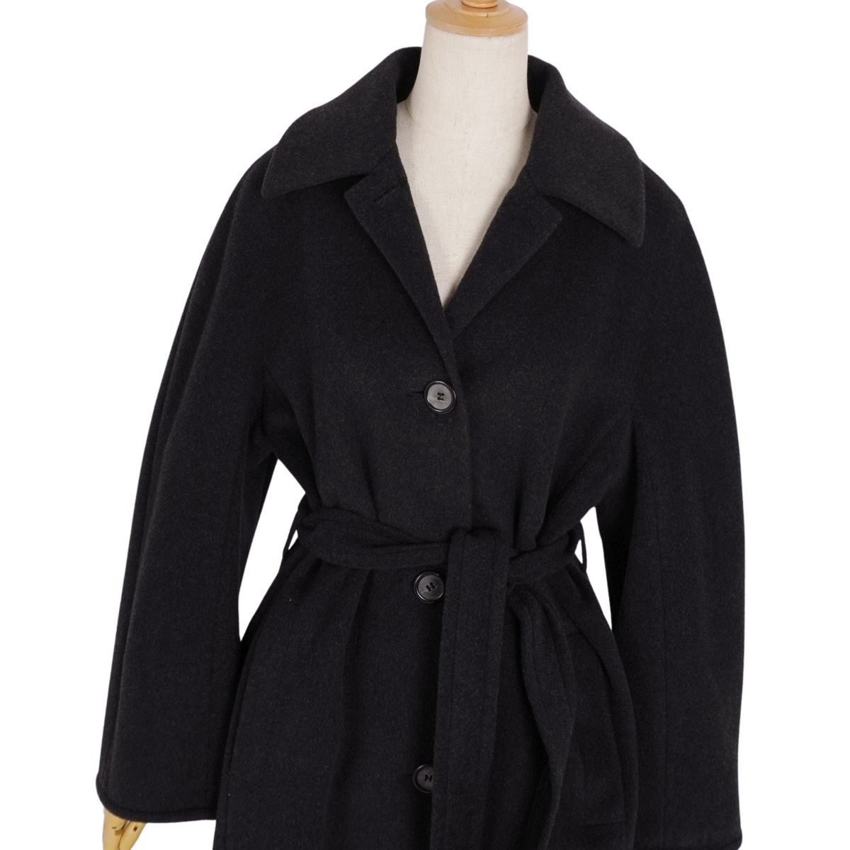 極美品 マックスマーラ Max Mara コート ベルト付 ロングコート ウール