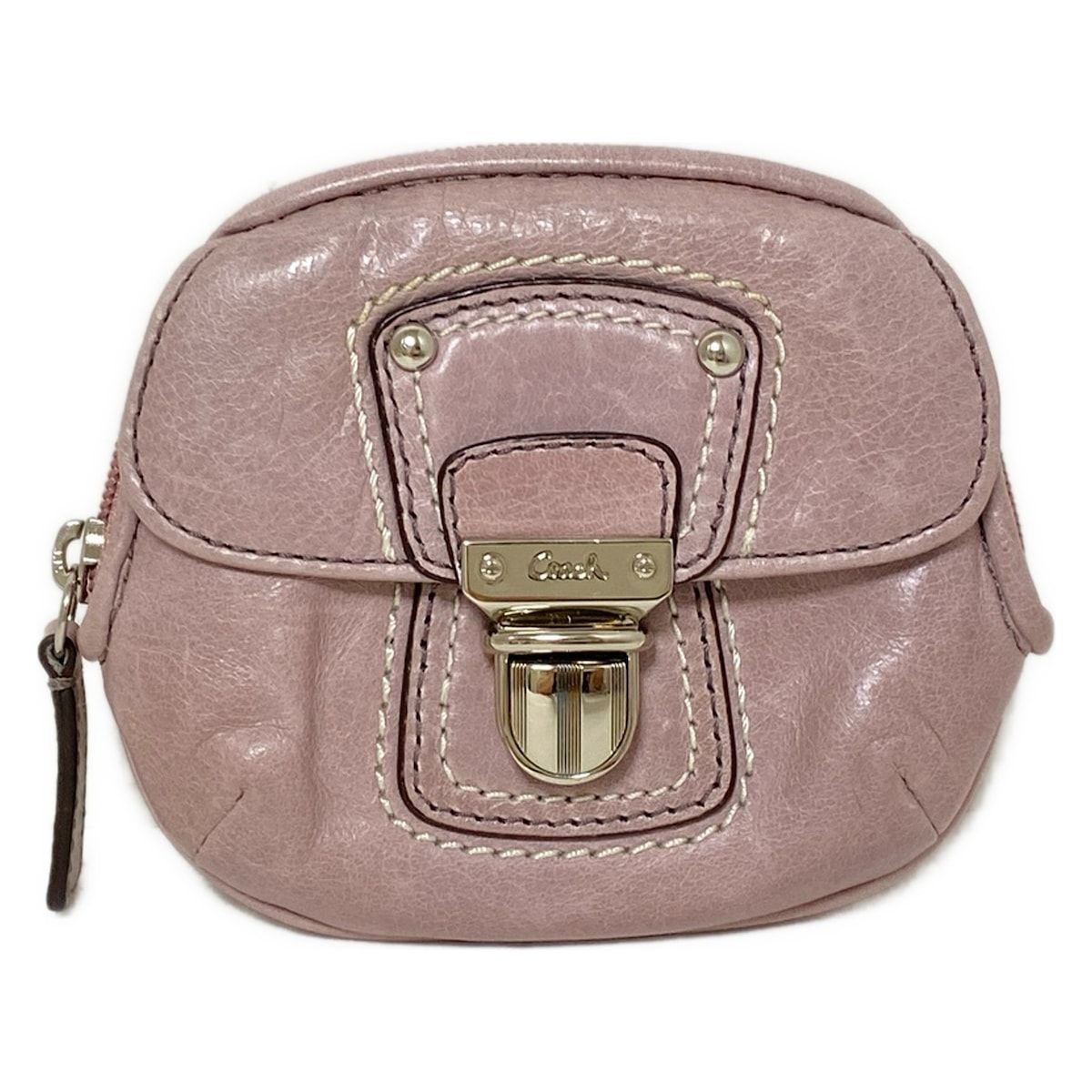 COACH(コーチ) ポーチ - ピンクベージュ レザー - メルカリ