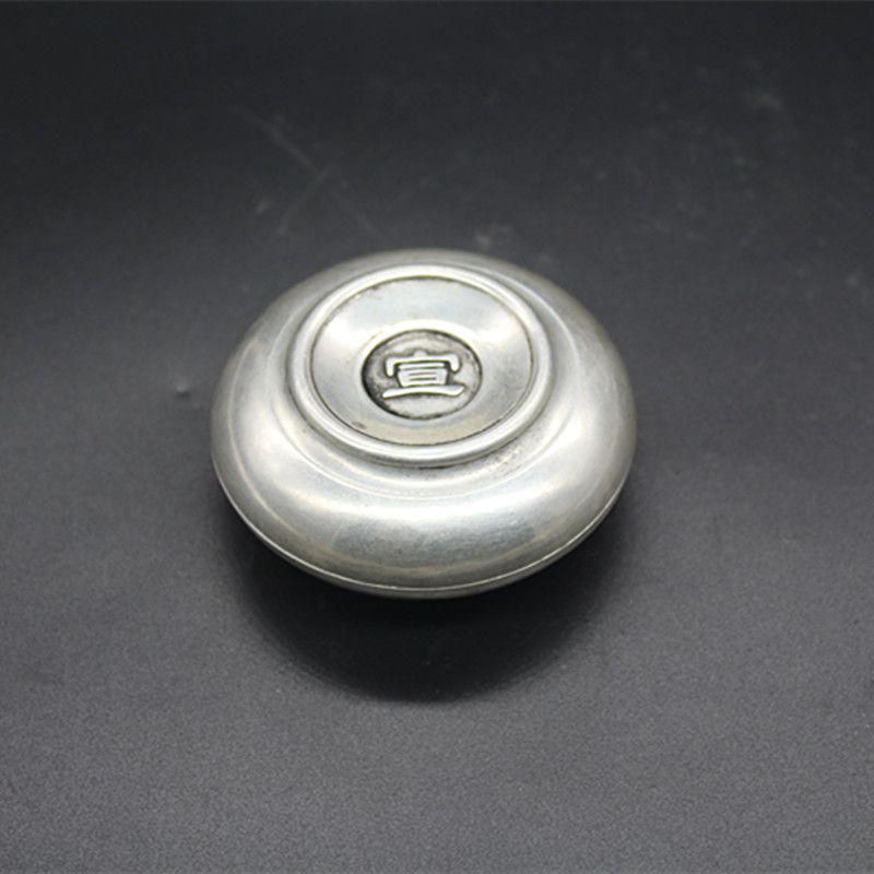 銅製 竜紋臙脂盒 印泥盒 墨盒 書道具 文房具 装飾品 現代工芸品 置物