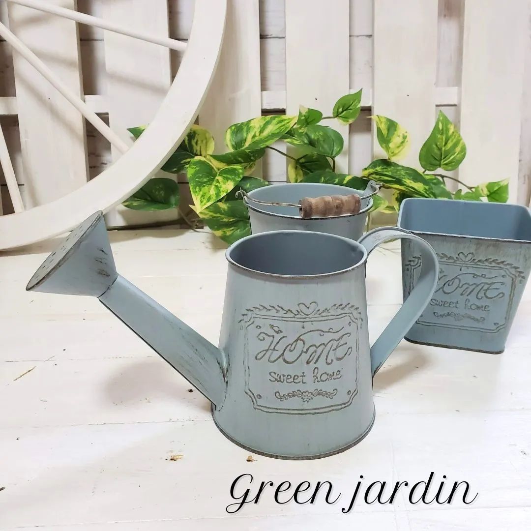 ガーデニング　フラワーポット シャビー 器 フラワーポット 3タイプセット ジョウロ バケツ型 角型 ガーデニング