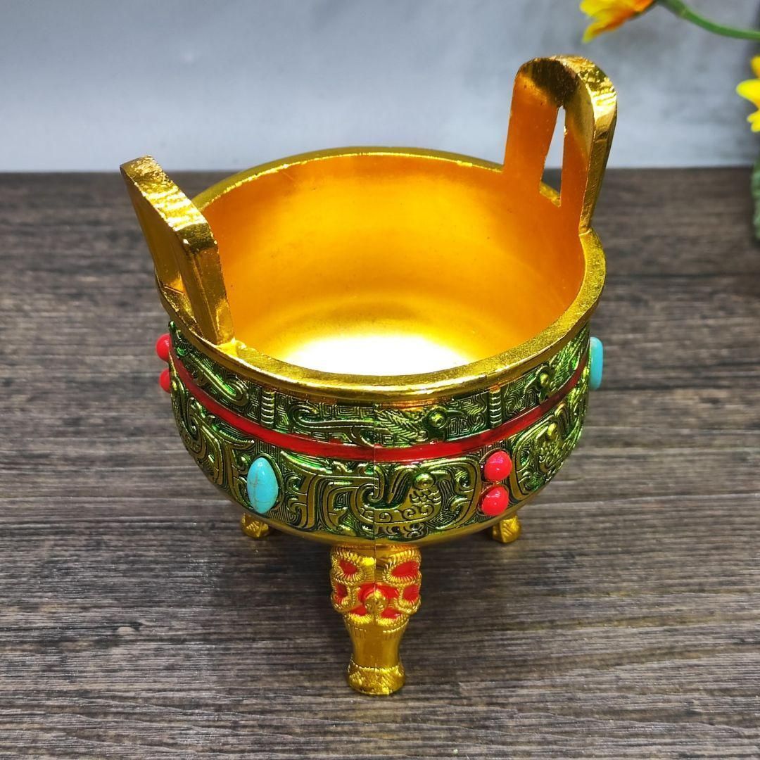 三足鼎 双耳九龍熏香炉 彫刻 置物 開運 金運 風水 工芸品 美術品 銅器 三足鼎 双耳香炉 宣徳炉 香道具 挿香炉 装飾品 工芸品 置物