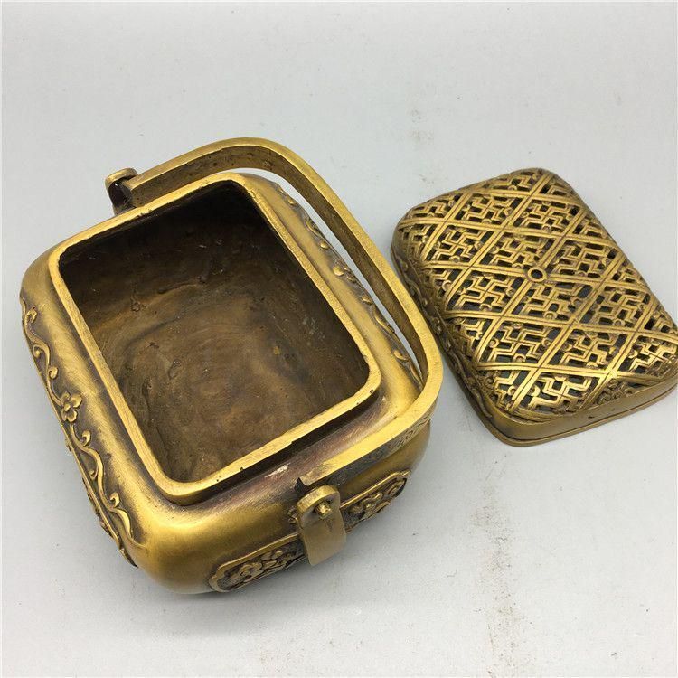 銅器 浮彫騰竜提梁暖手炉 香炉 香具 装飾品 工芸品 置物 - メルカリ